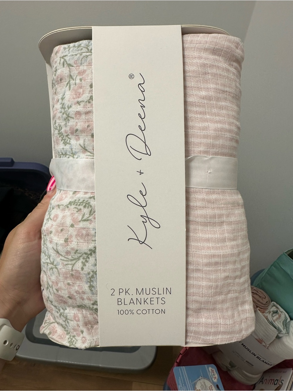 Kyle + Deena 2-Pack Pink Muslin Baby Blankets - Floral & Solid